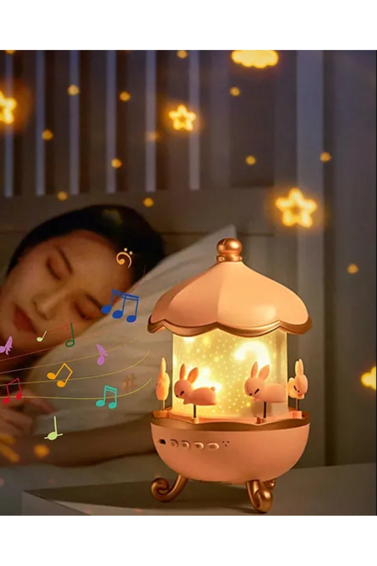 Tavşanlı Luneya gece lambası ve yıldız projeksiyonu
